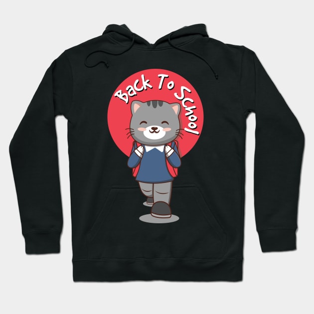 Back To School Cat Hoodie by Luna Illustration